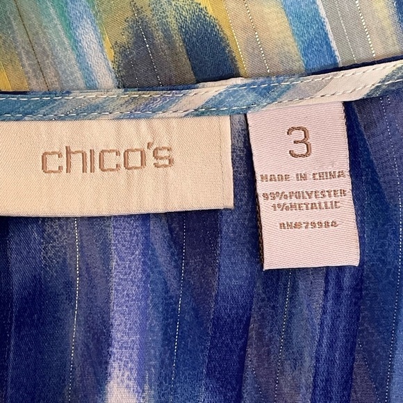 Chico’s metallic Ikat print embellished V-neck sheet blouse women’s size XL - Picture 14 of 17